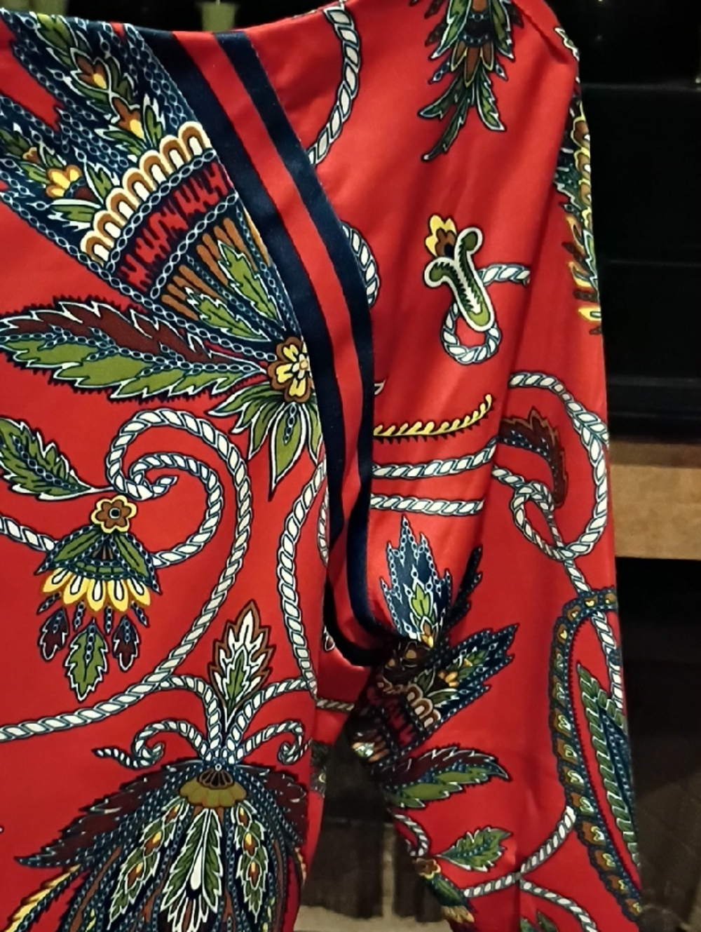 FINAL PRICE Gretchen Scott Red Multicolored Paisley Rope Print Blouse - Picture 13 of 15